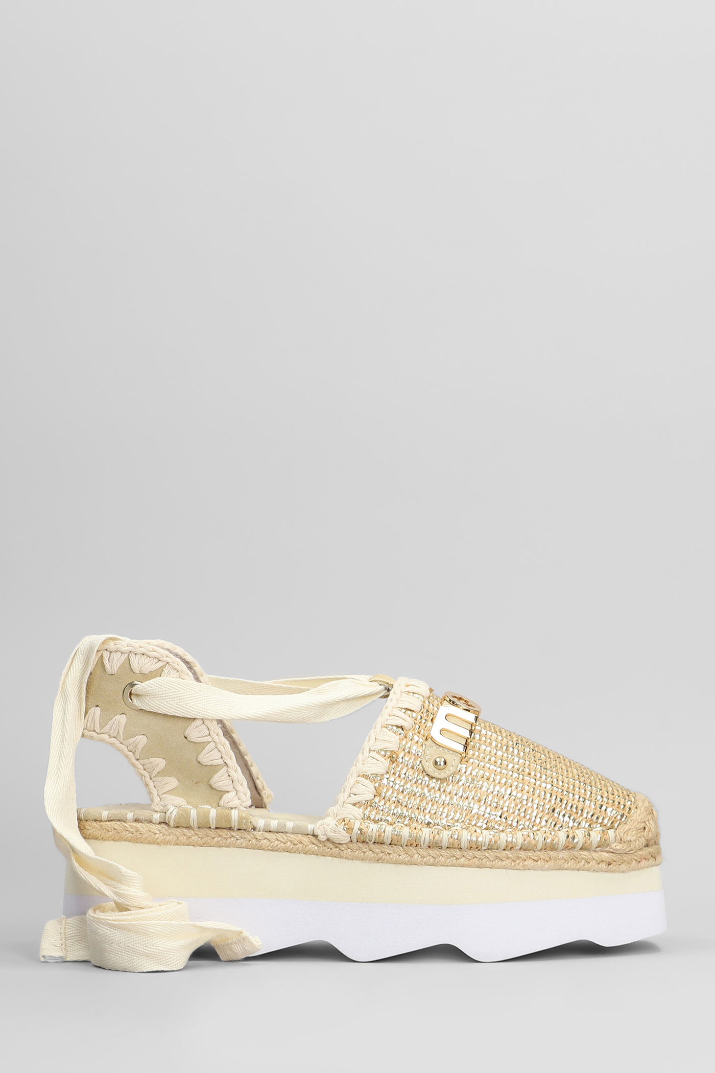 Mou Espa Sandal Espadrilles In Beige Raffia