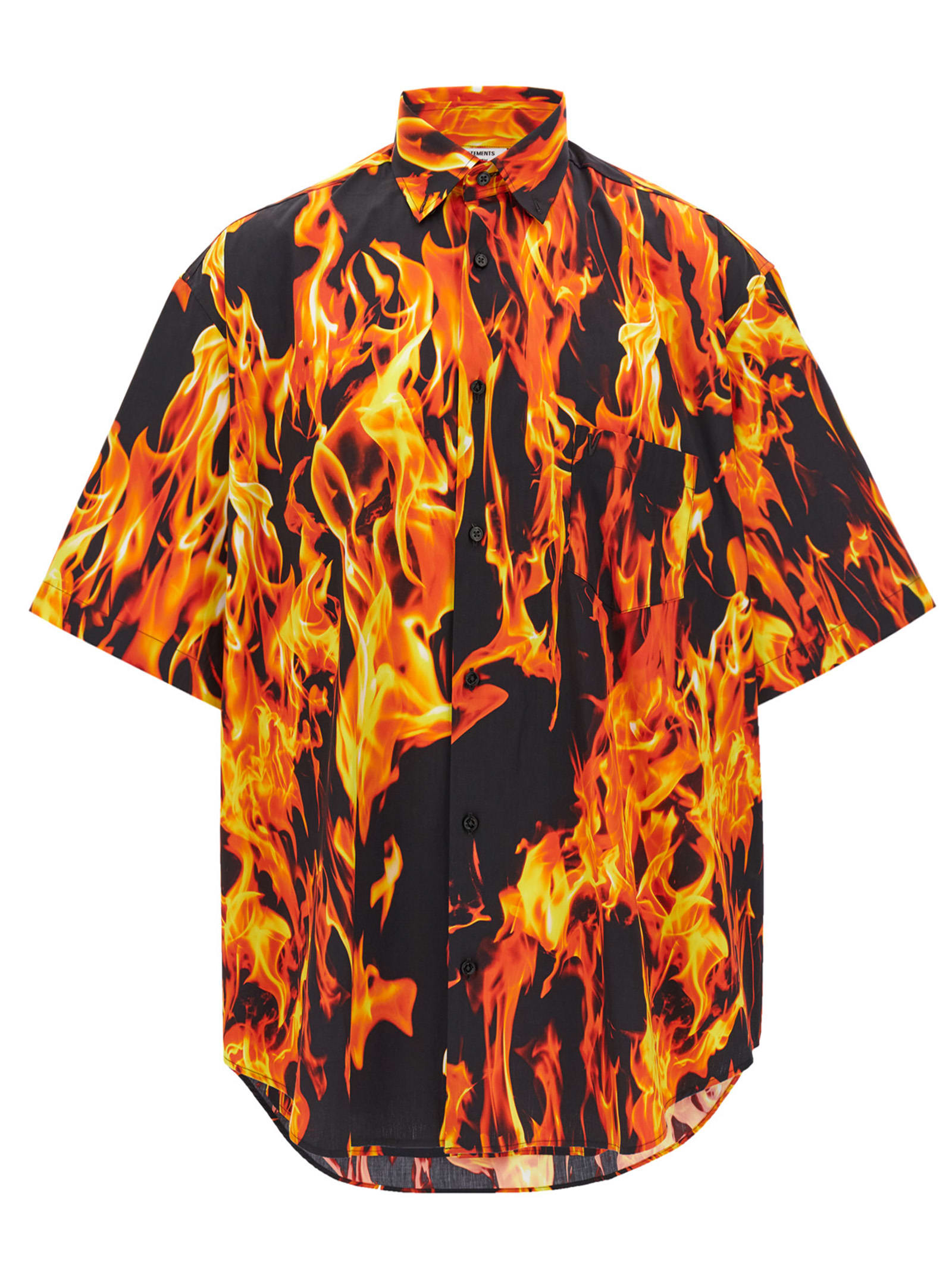 VETEMENTS black & Orange Fire Shirt