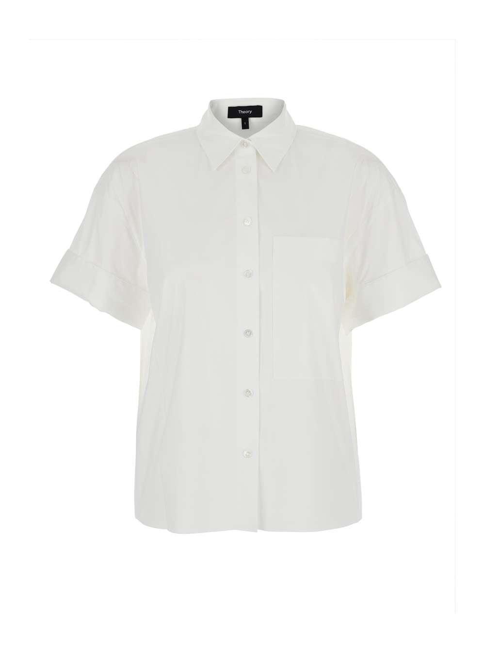 Theory White Shirt With Classic Collar In Cotton Blend Woman