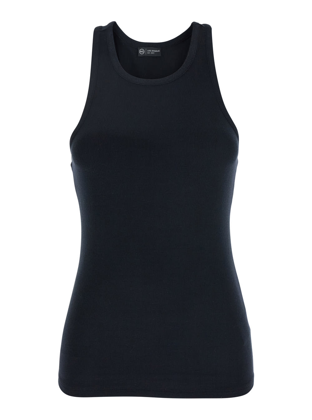 AG Jeans Black Top With Logo Printed On The Back In Modal Blend Woman