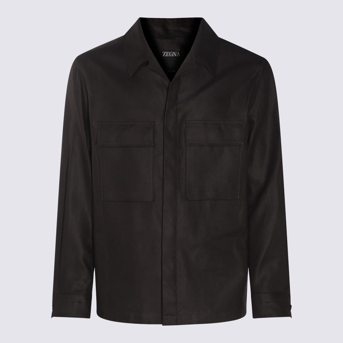 Zegna Black Linen Casual Jacket