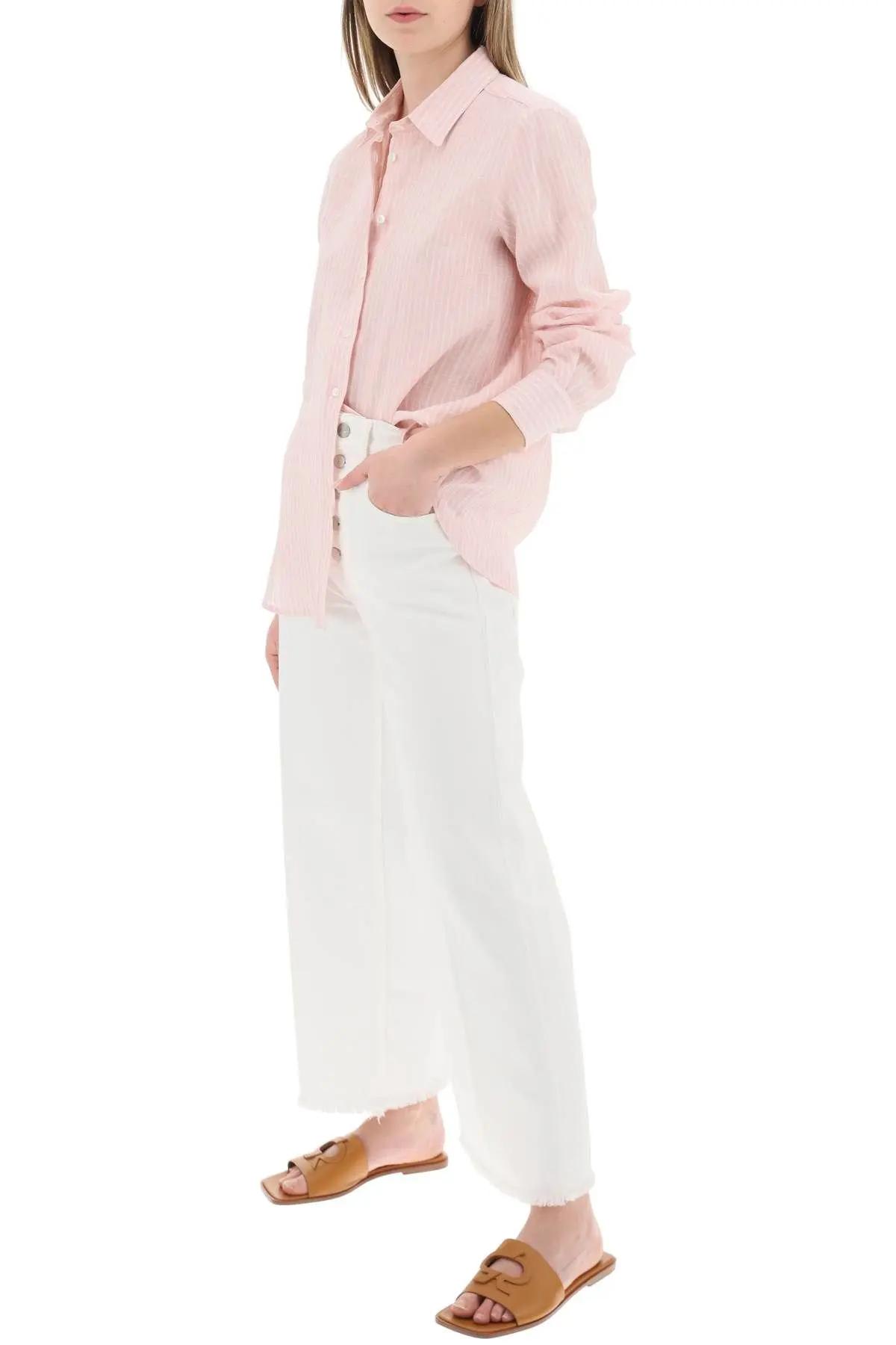 Max Mara Studio Cristin Pure Linen Striped Shirt