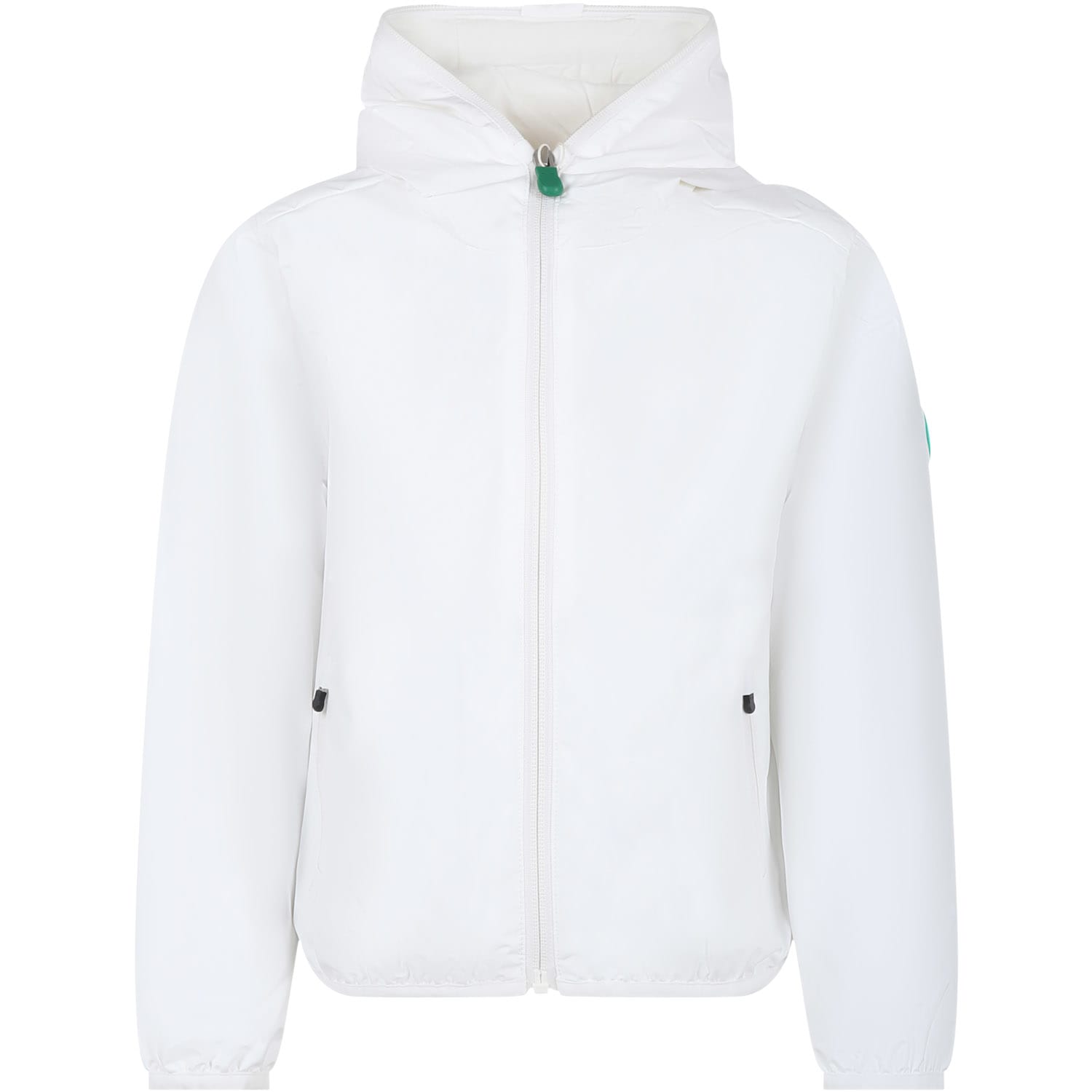 Save the Duck White Windbreaker For Girl With Logo