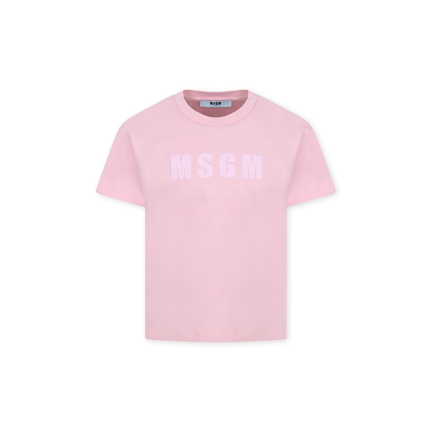 MSGM Pink T-shirt For Girl With Logo