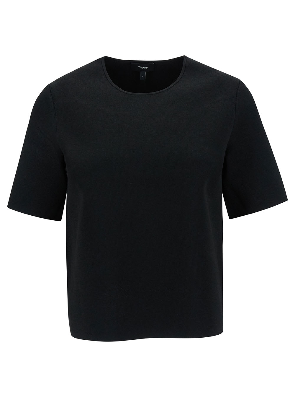 Theory Black T-shirt With U Neckline In Viscose Blend Woman