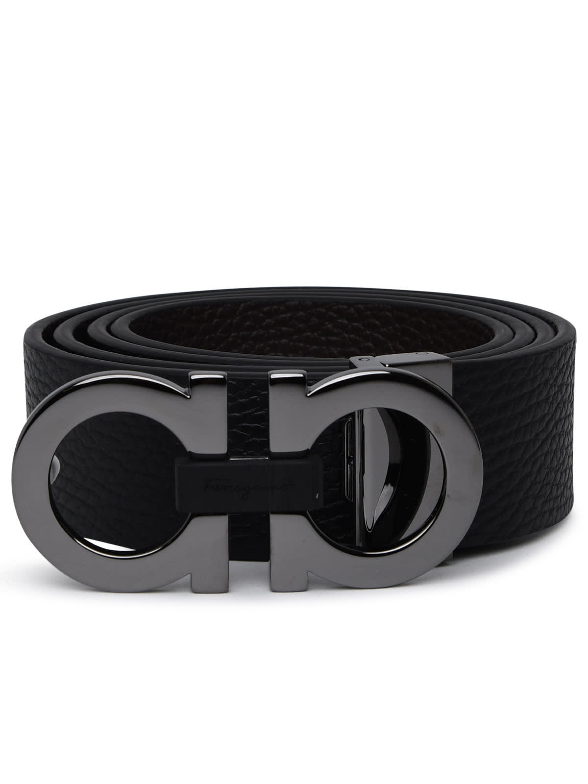 Ferragamo Hammered Leather Reversible Belt