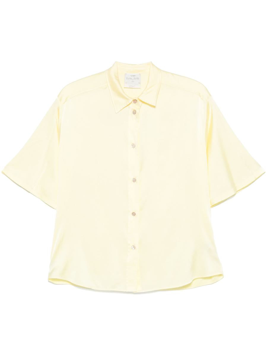 Forte_Forte Silk Satin Half Sleeve Shirt Clothing
