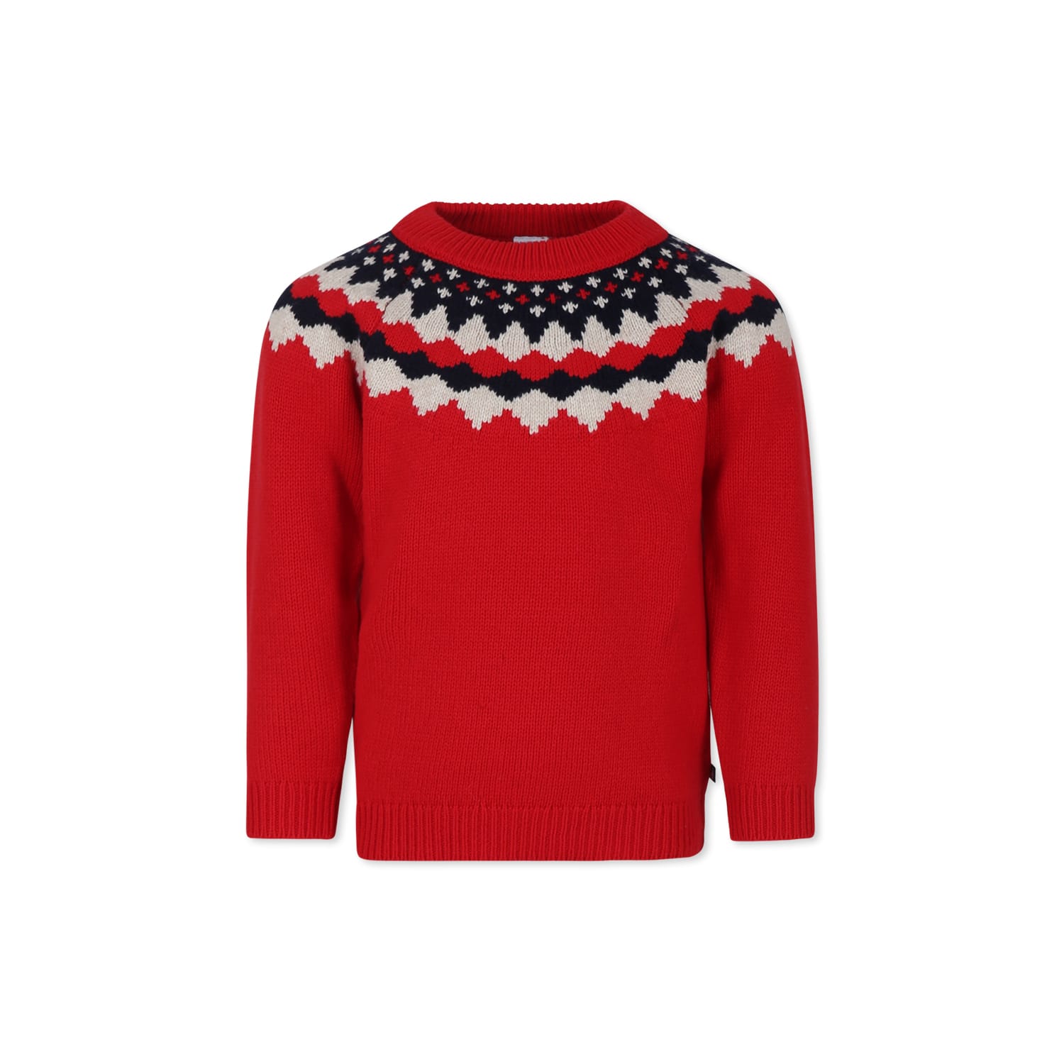 Petit Bateau Red Sweater For Boy With Jaquard Pattern