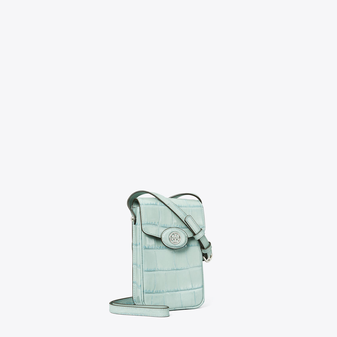 Tory Burch Robinson Croc-Embossed Phone Crossbody