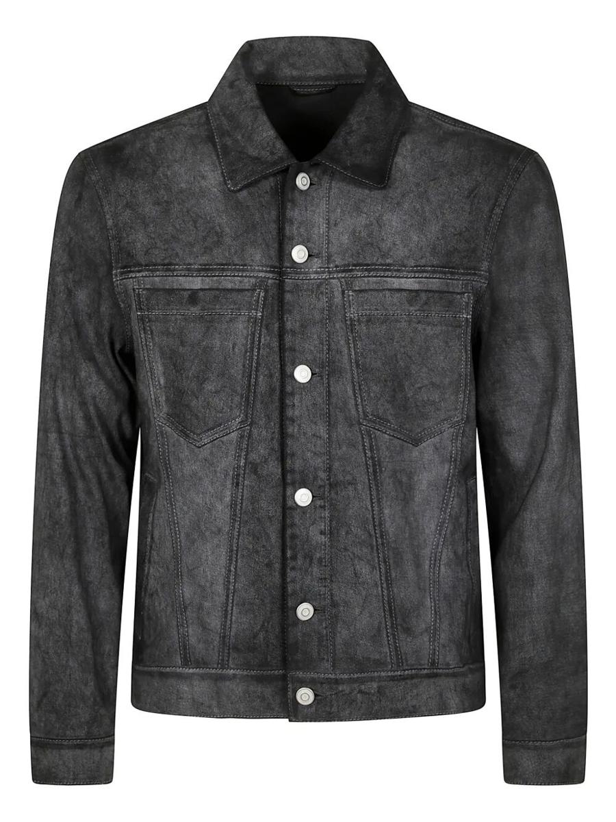 Giorgio Brato Denim Jacket Mix Eco Lamb Leather Clothing