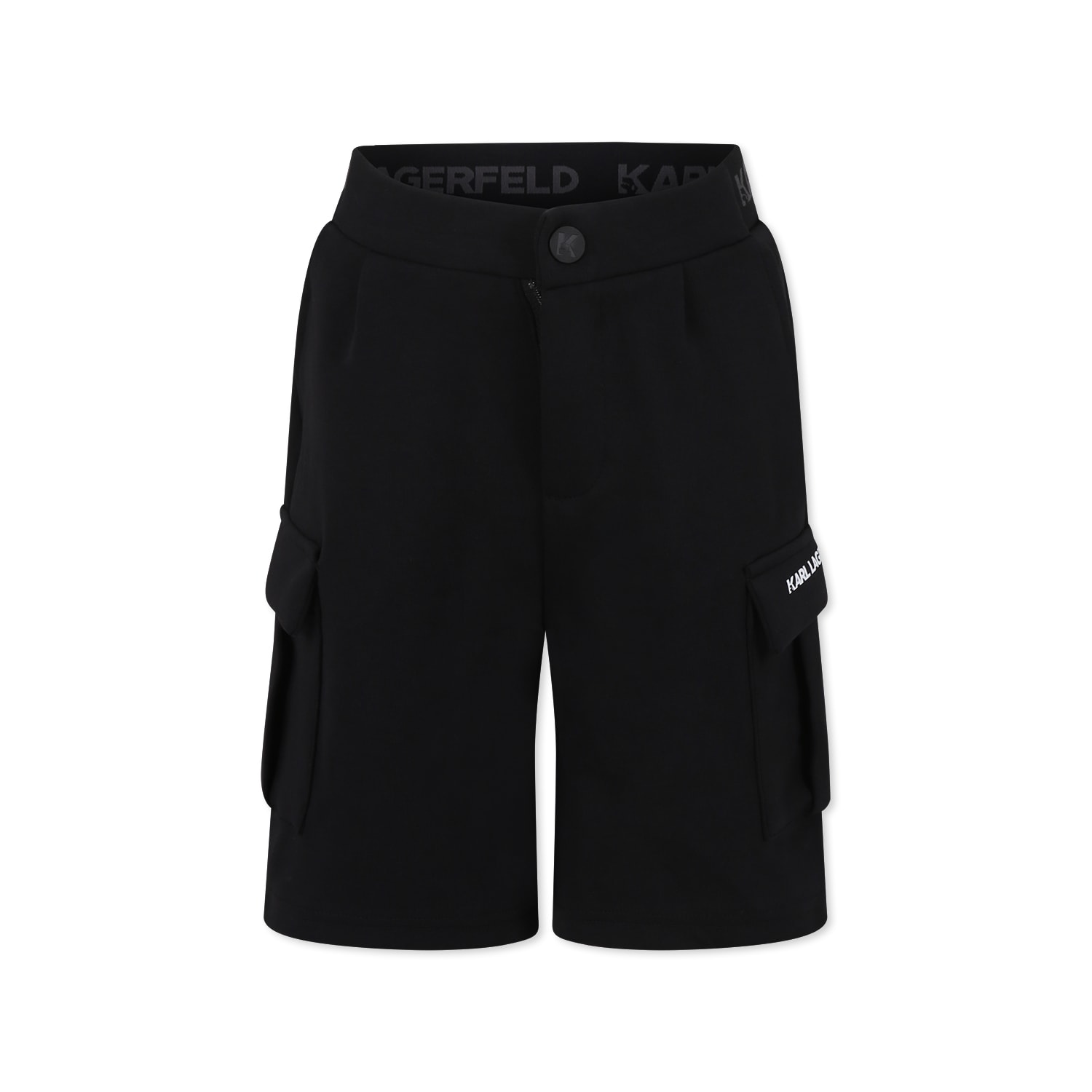 Karl Lagerfeld Kids Black Shorts For Boy With Logo