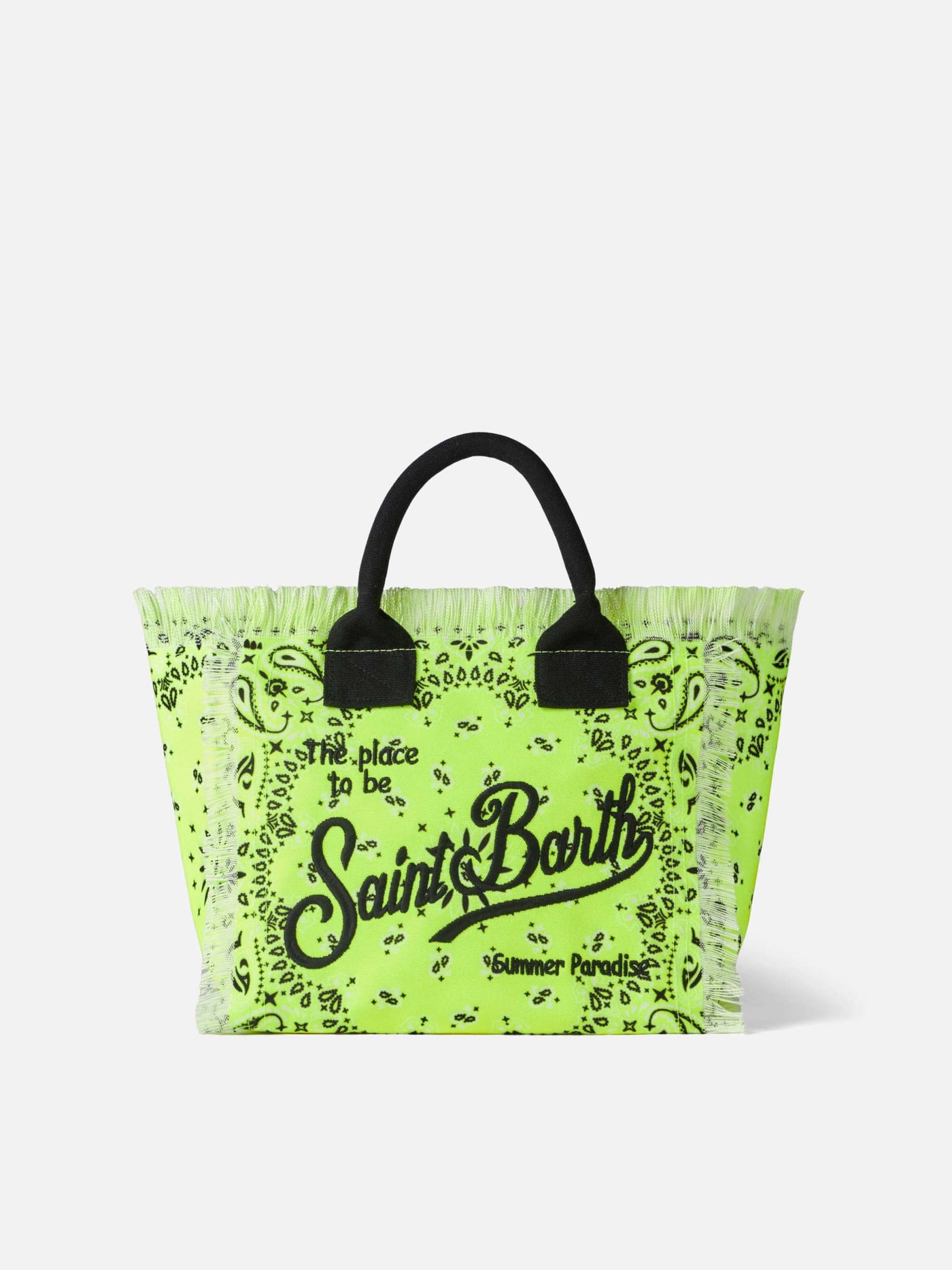 MC2 Saint Barth Colette Fluo Yellow Handbag With Bandanna Print