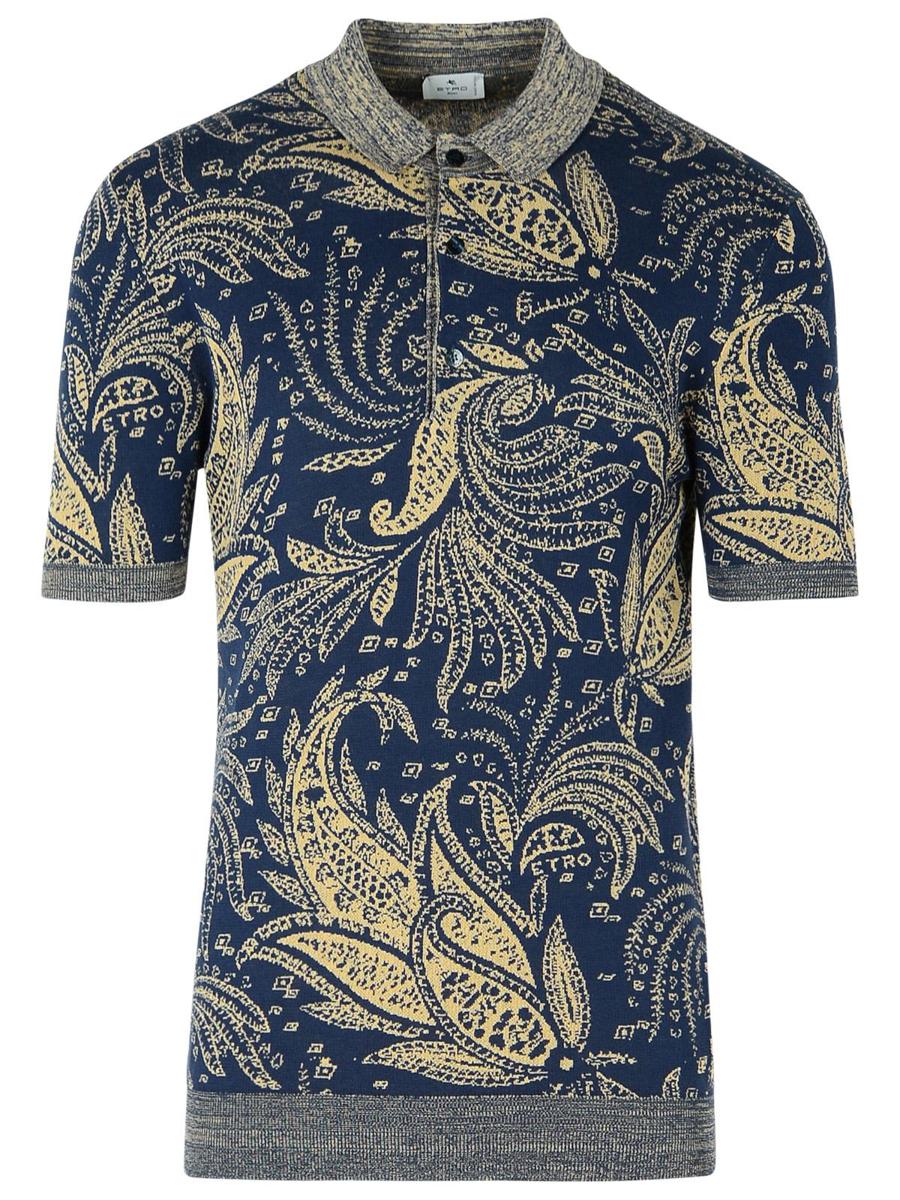 Etro Polo Shirt In Blue Cotton