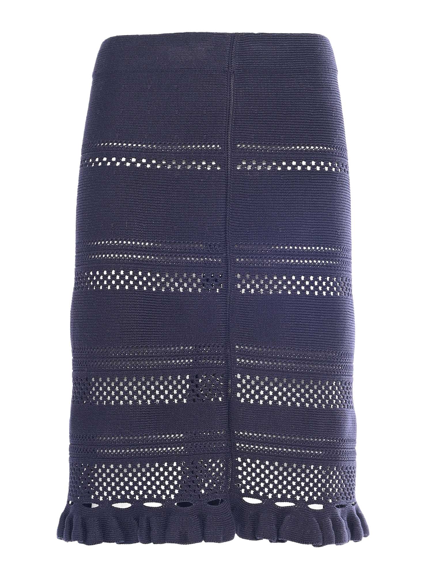 Fabiana Filippi Multistitch Cotton Knit Skirt With Bottom Rouche