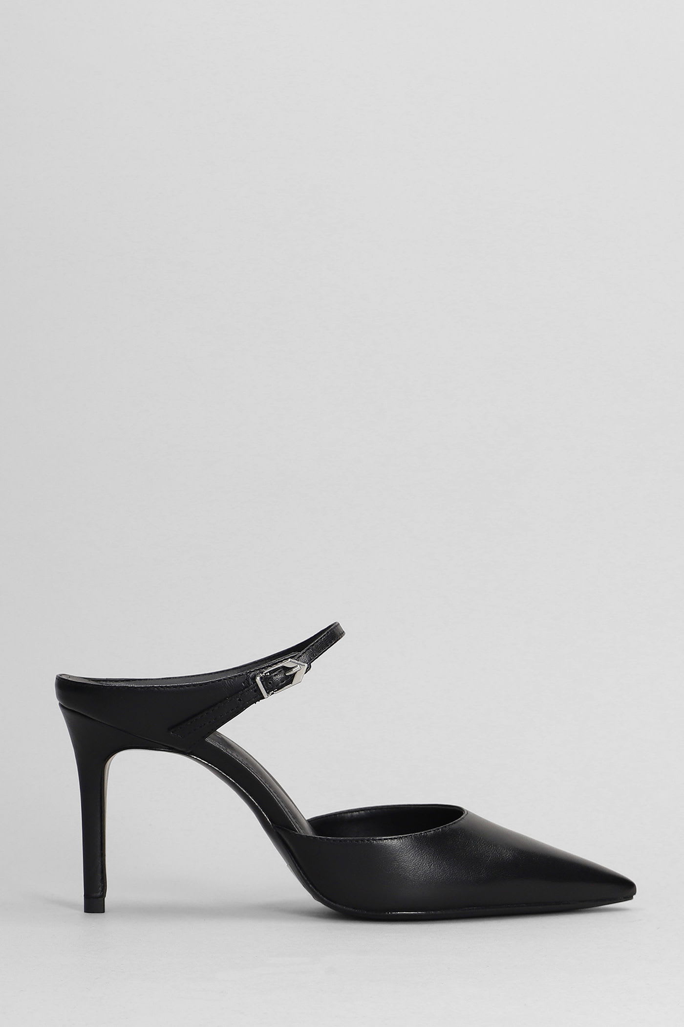 Schutz Laura黑色皮革穆勒拖鞋
