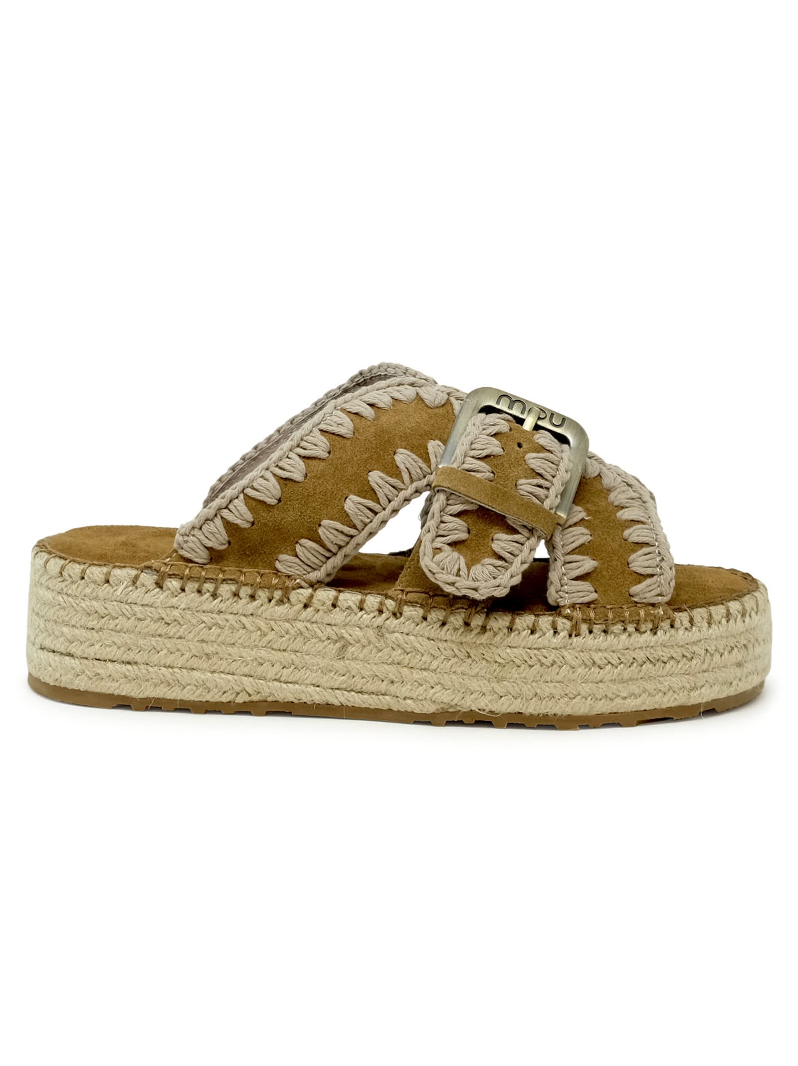 Mou Sw641003a Jute Cognac Suede Sandals