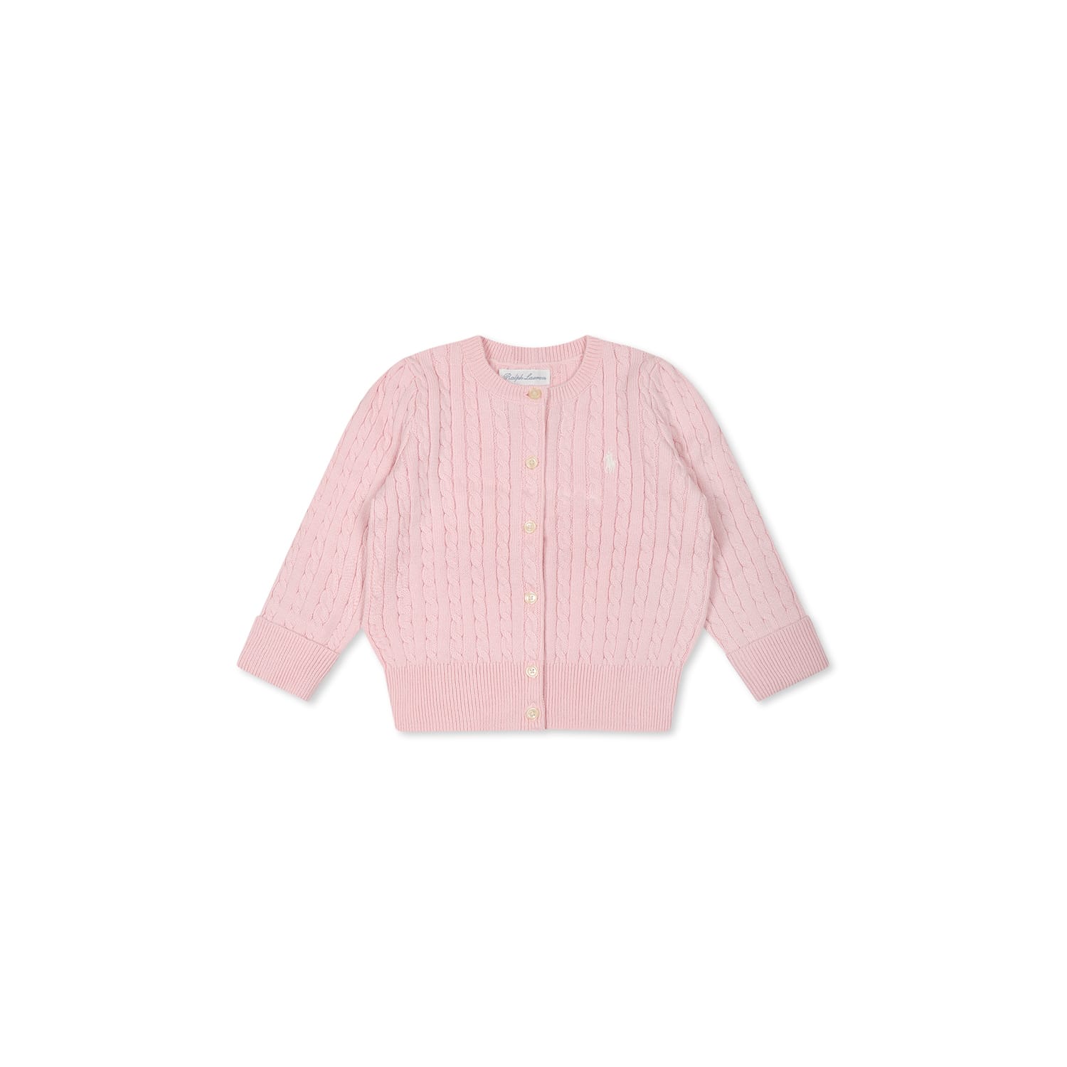 Ralph Lauren Pink Cardigan For Babygirl With Iconic Pony