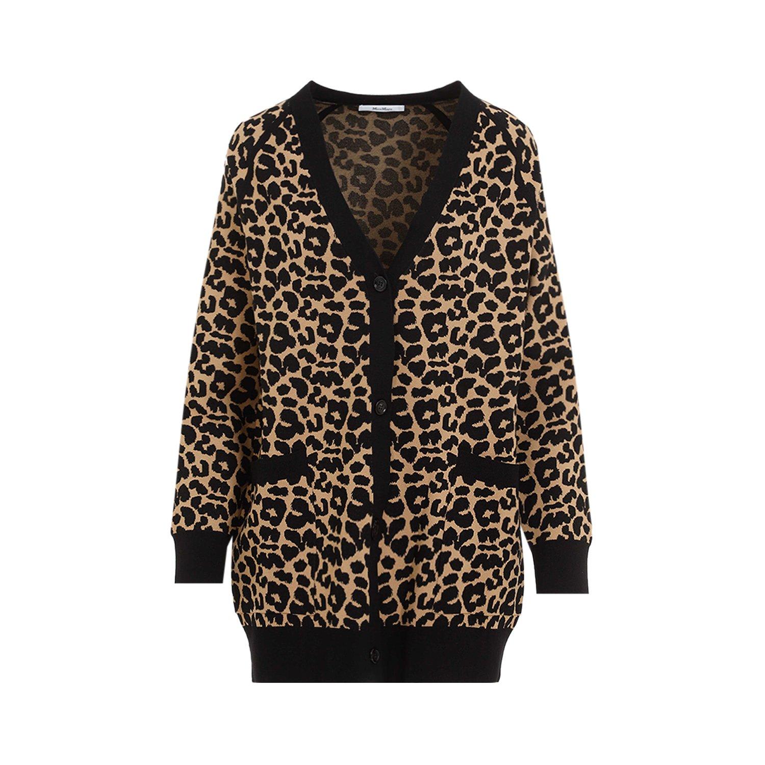 Max Mara Leopard Patterned V-neck Cardigan