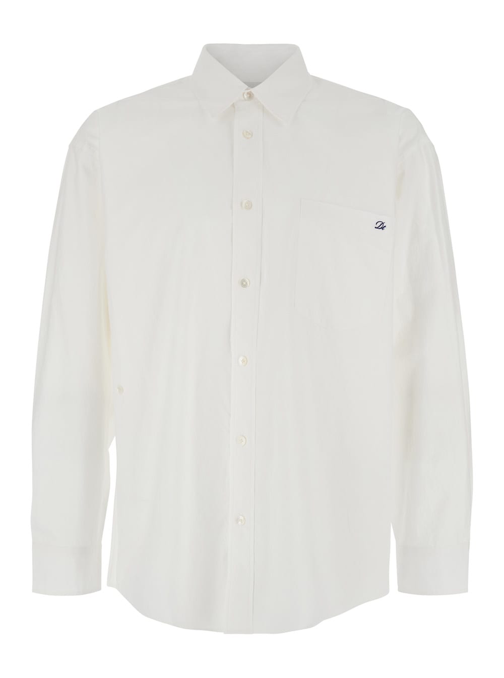 Dunst White Shirt With Patch Pocket On The Front And Embroidered Logo In Cotton Poplin Man