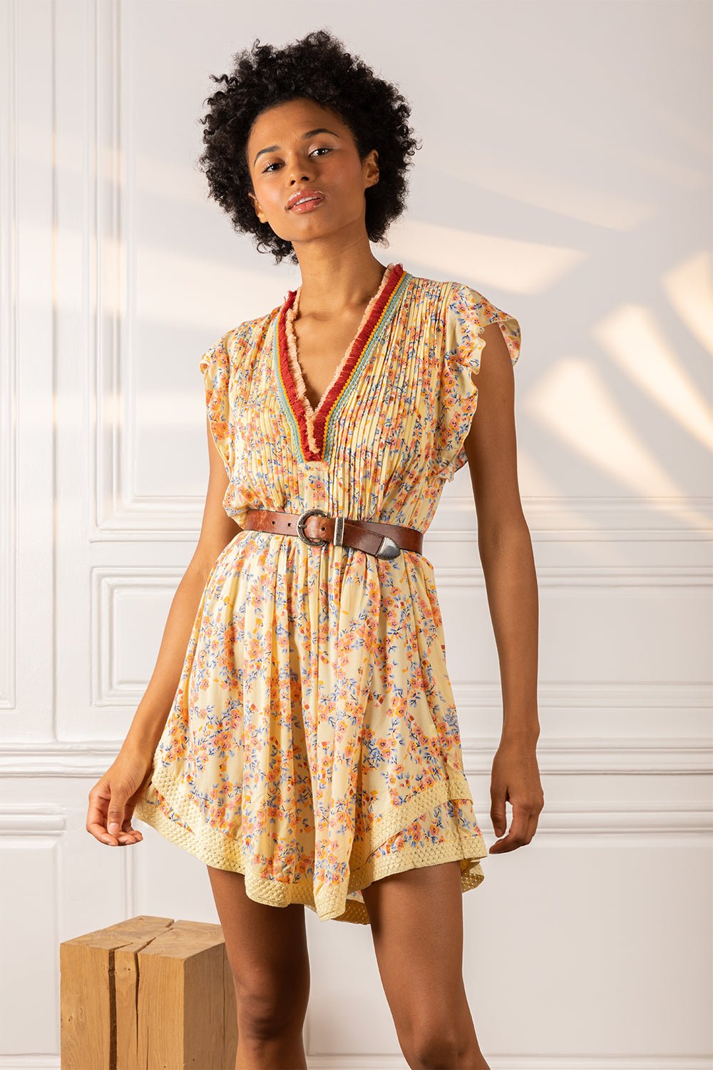 Mini Dress Sasha - Yellow Kookoo Bird