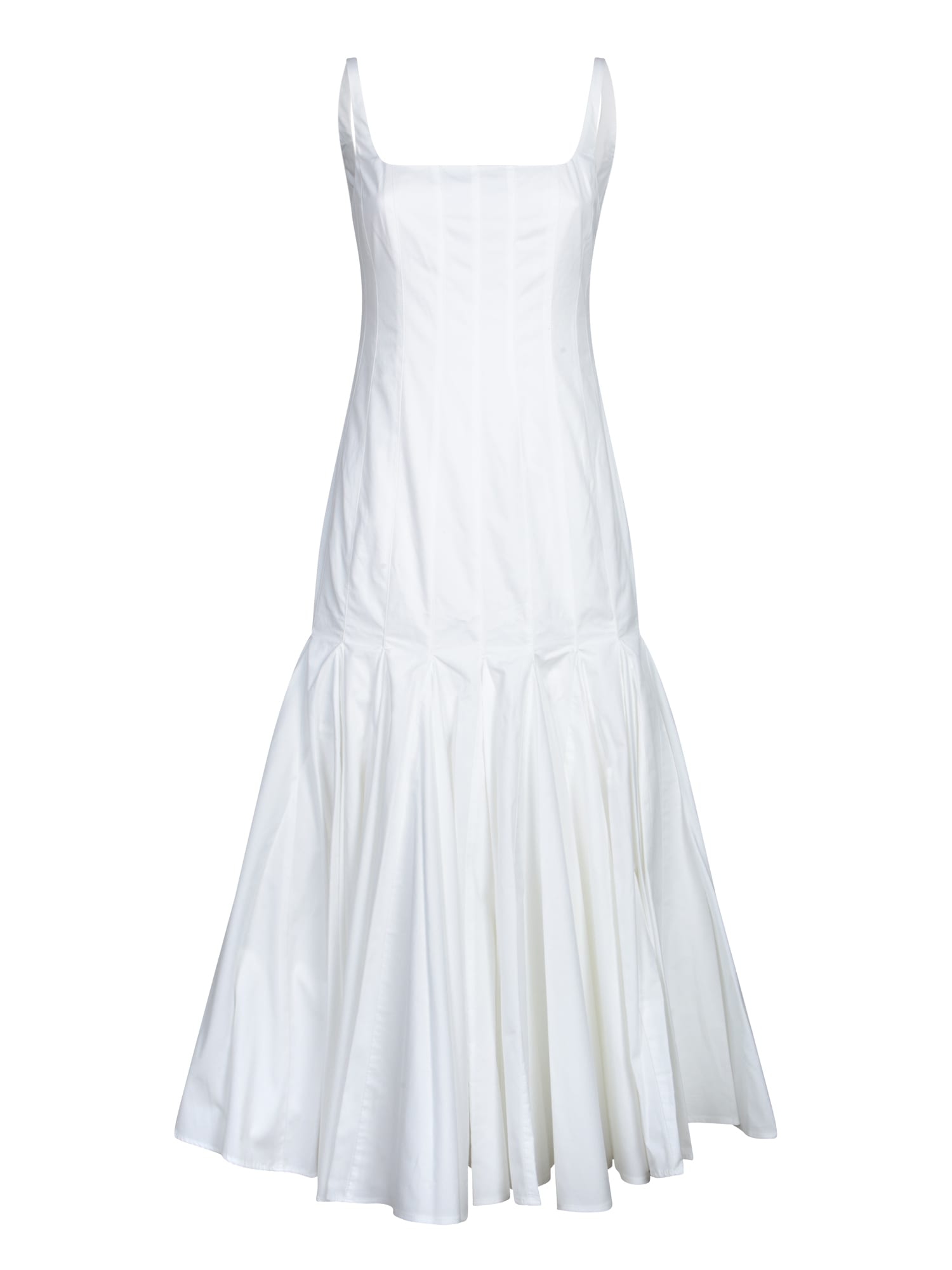Jacquemus la Robe Agave White Sleeveless Long Dress With Square Neck And Flared Hem In Cotton Blend Woman