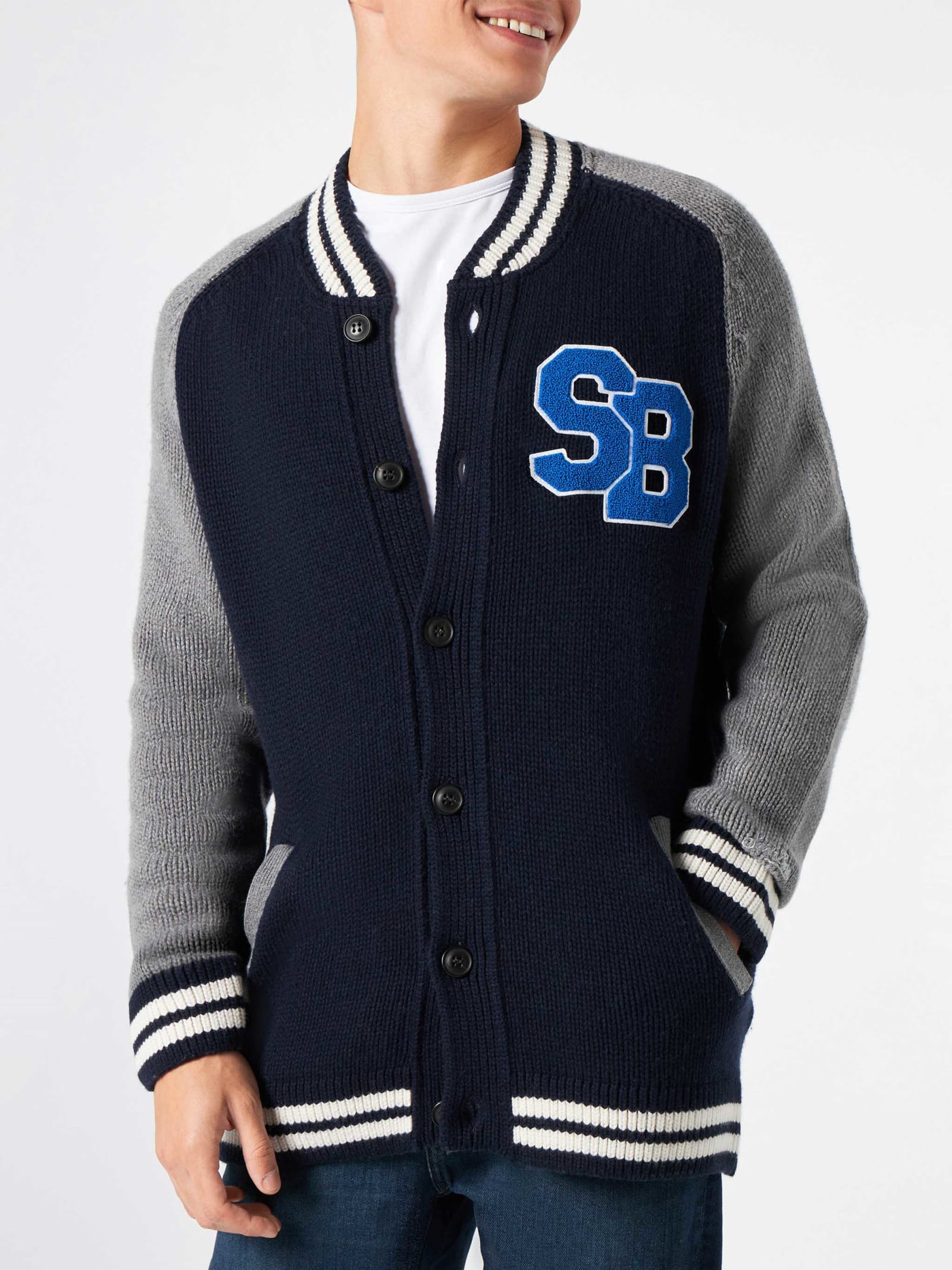 MC2 Saint Barth Blue Knit Bomber College Style