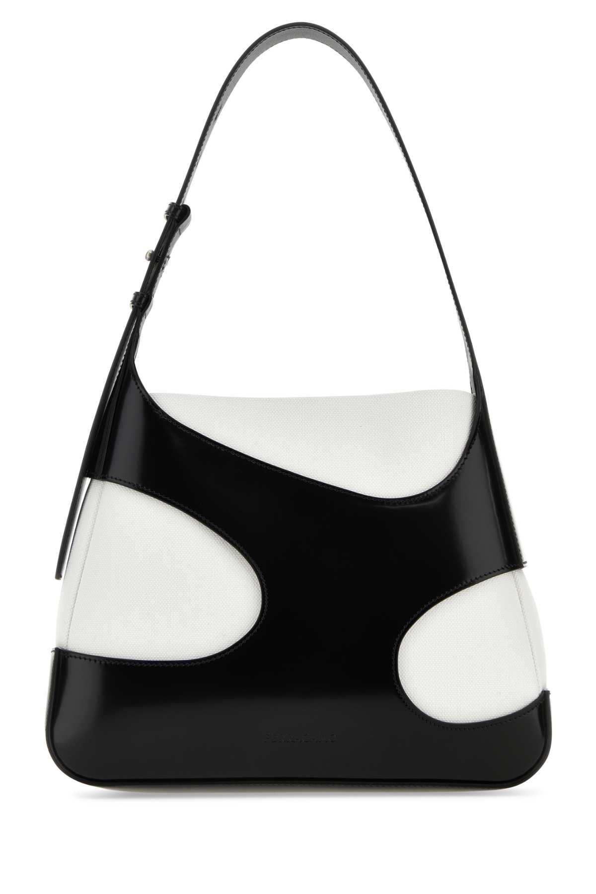Ferragamo Two-tone Leather And Canvas Cut Out L Shoulder Bag
