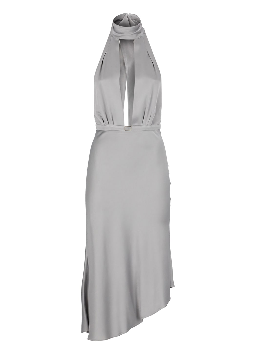 Elisabetta Franchi Satin Midi Dress With Asymmetric Skirt