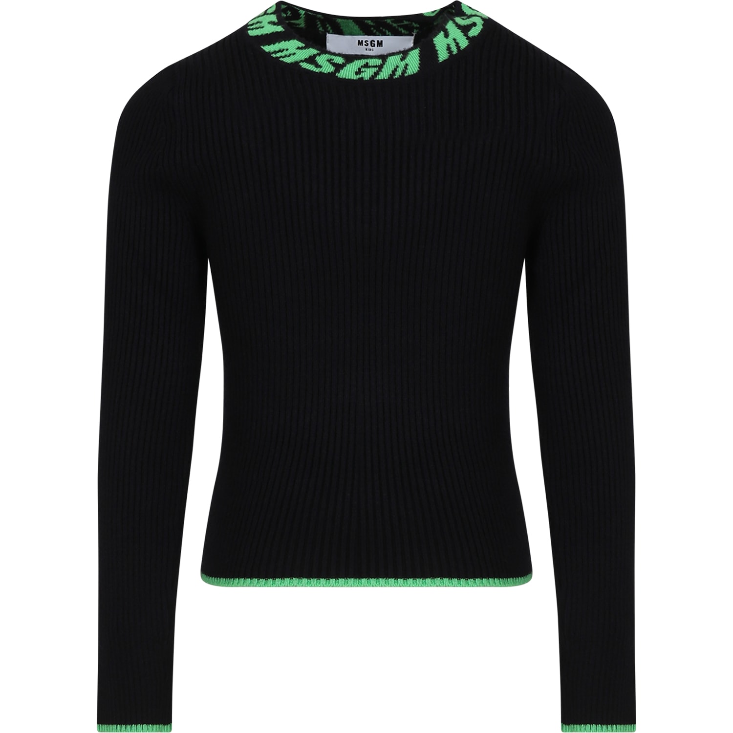 MSGM Black Turtleneck For Girl With Logo