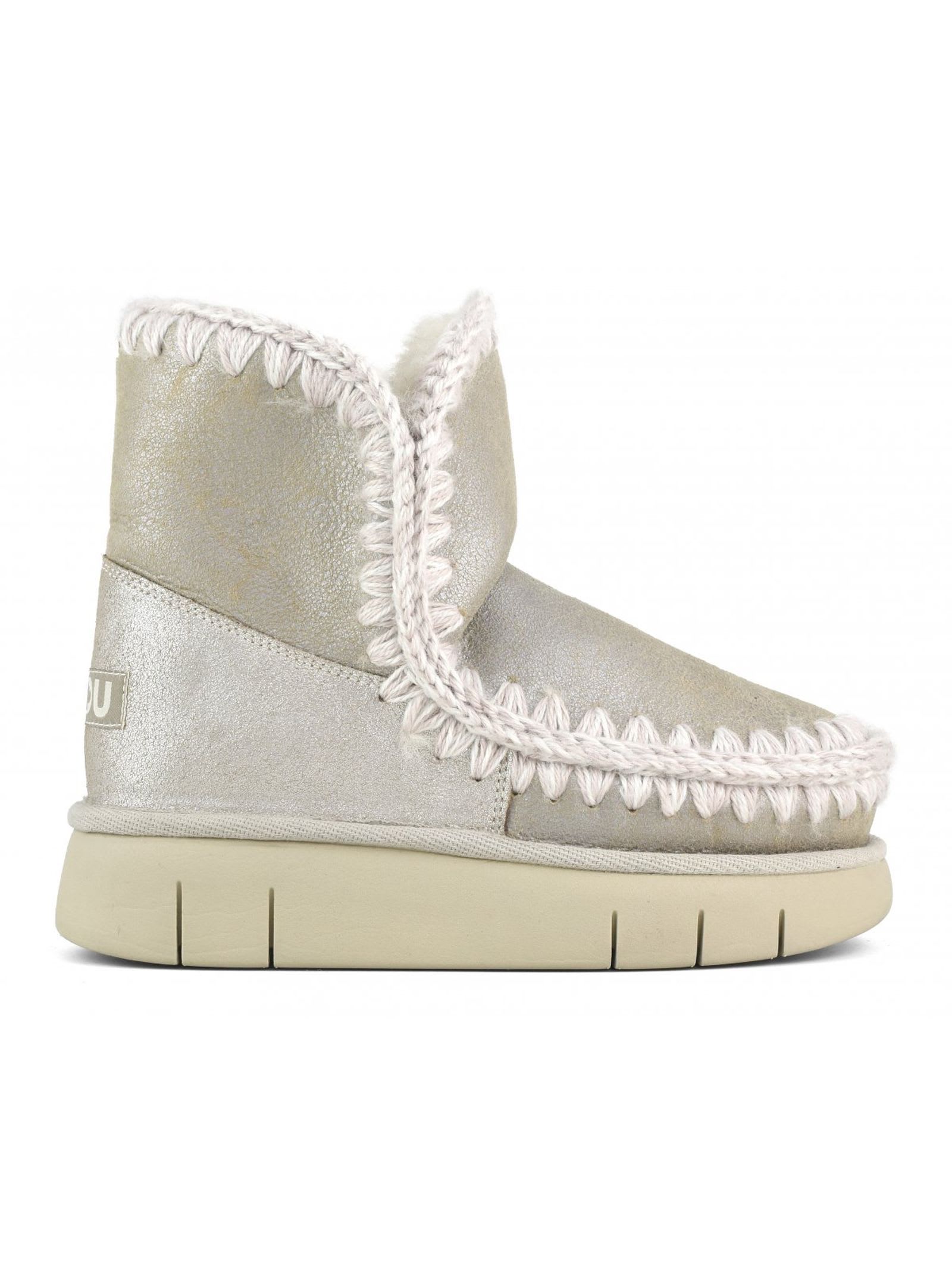 Mou Eskimo 18 Bounce In Stone Metallic Sheepskin