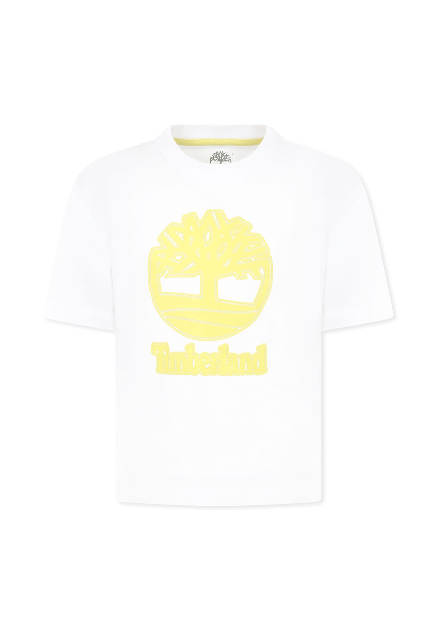 Timberland White T-shirt For Boy With Logo