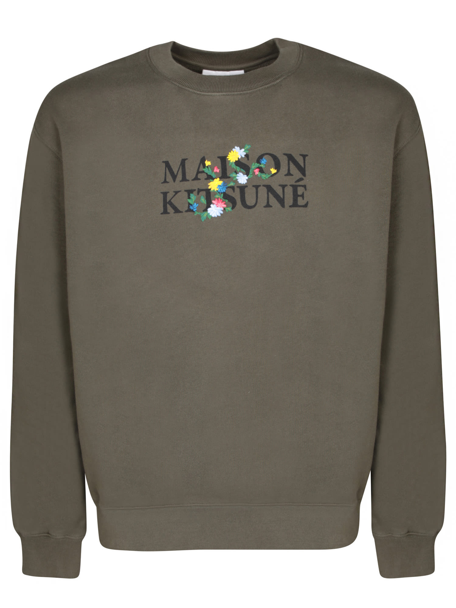 Maison Kitsuné Flowers Military Green Sweatshirt
