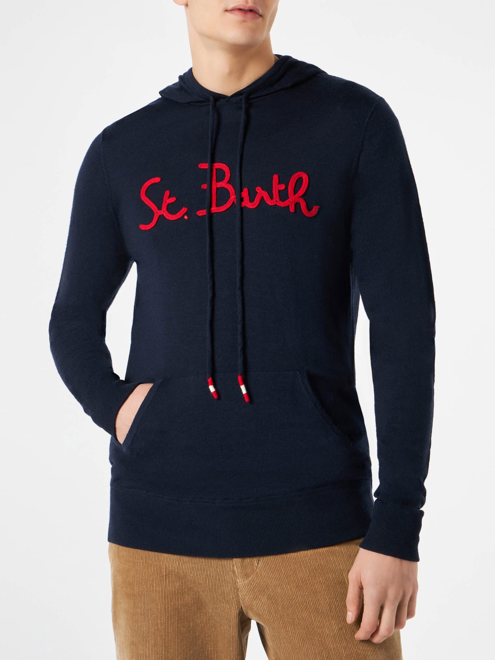 MC2 Saint Barth Man Navy Blue Hoodie Sweatshirt