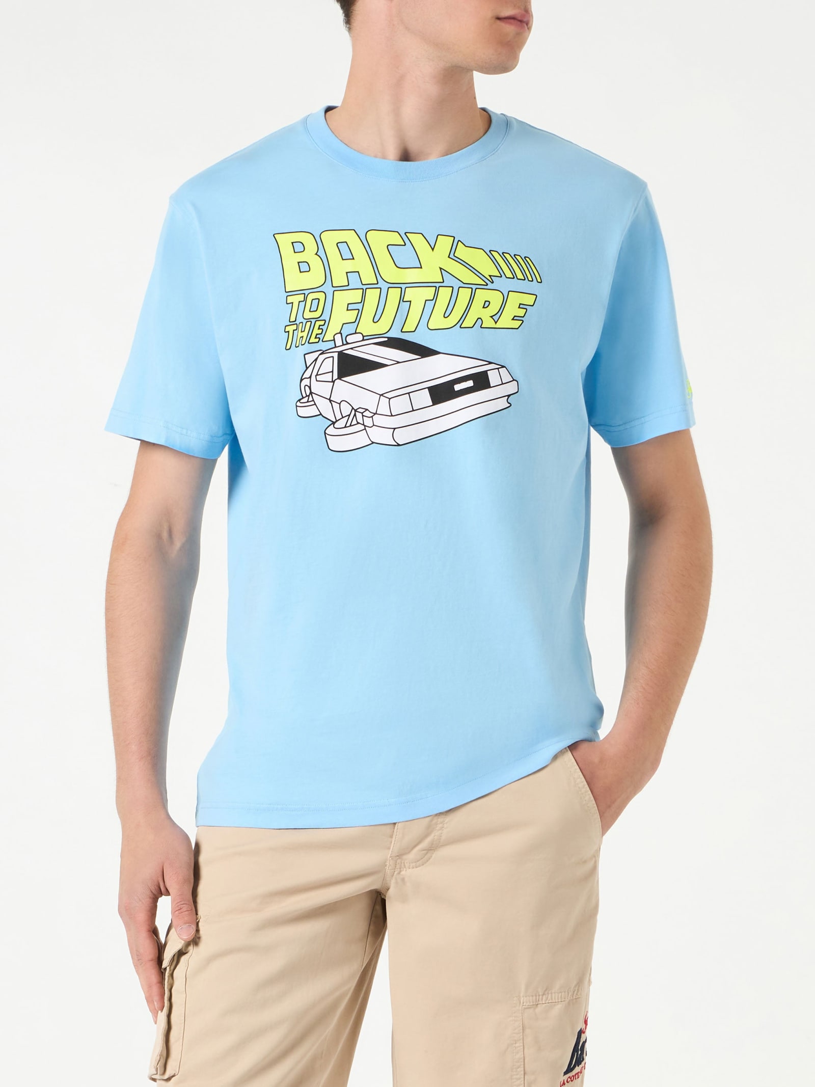 MC2 Saint Barth Man Cotton T-shirt With Back To The Future Car Print Back To The Future Special Edition