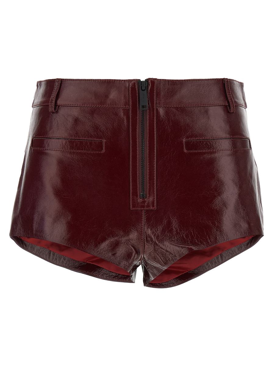 Self-Portrait Craqué Leather Shorts