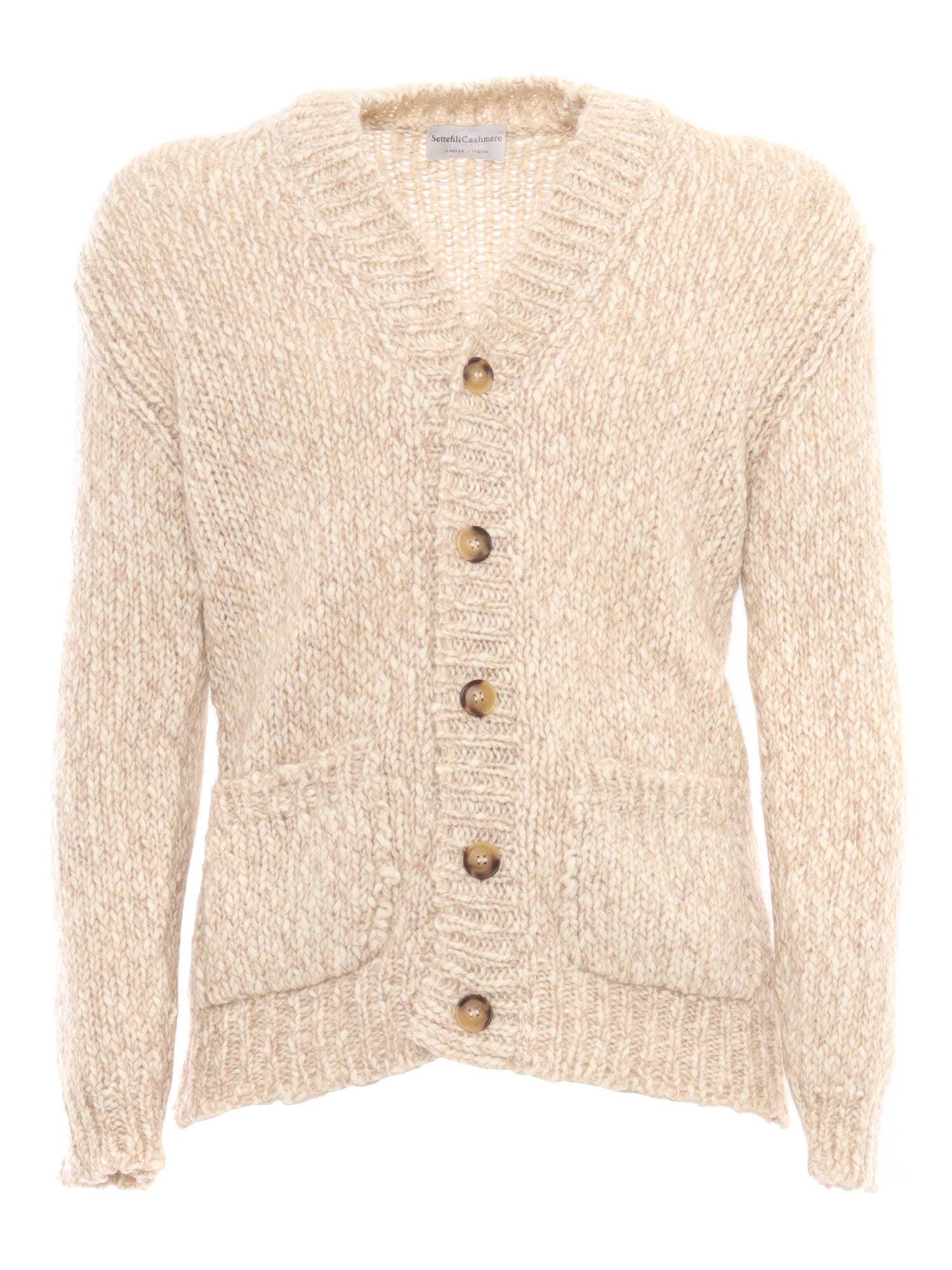 Settefili Cashmere Macro Tweed Cardigan Over Fit
