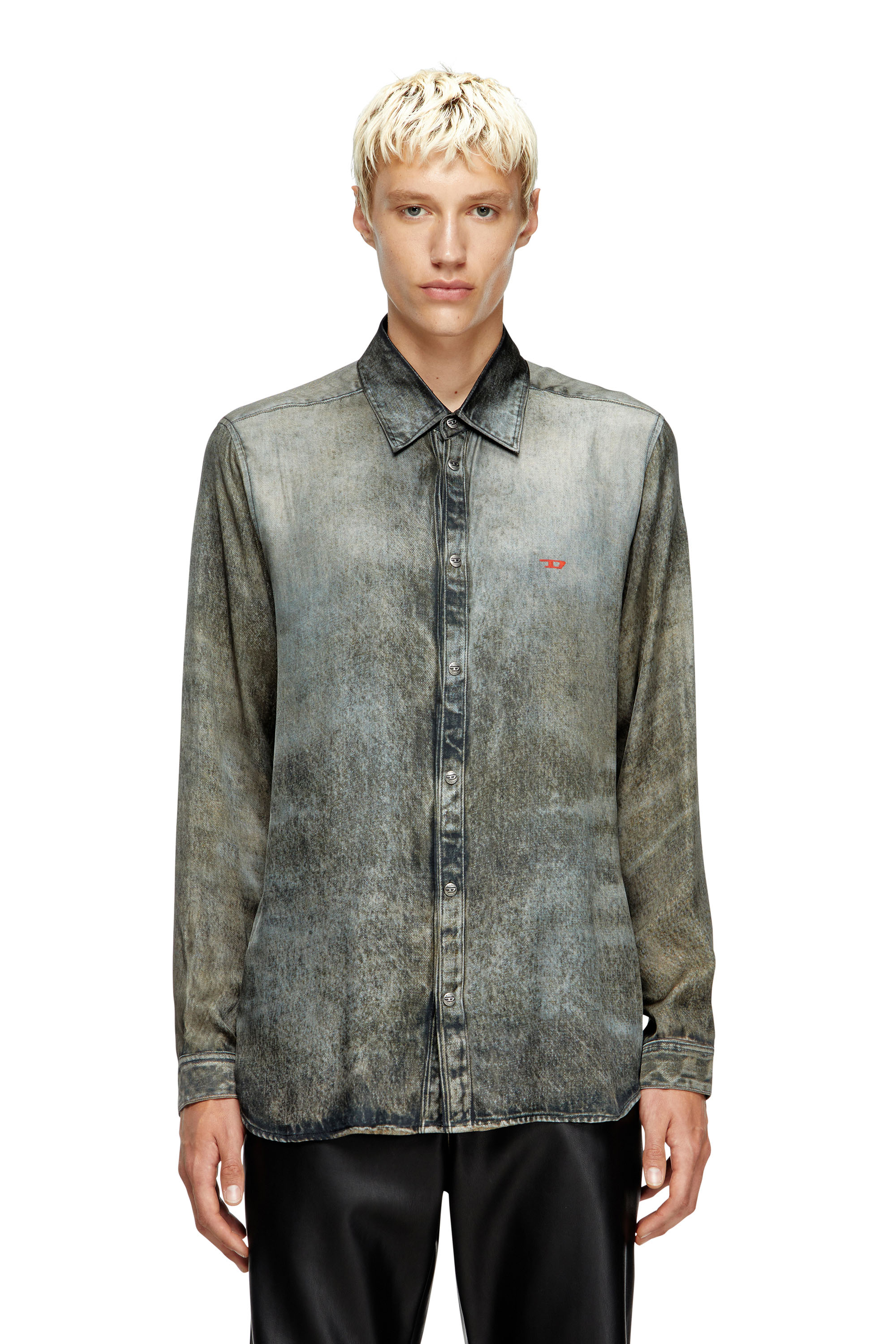 Diesel - Shirt in denim-look viscose - Shirts - Man - Black
