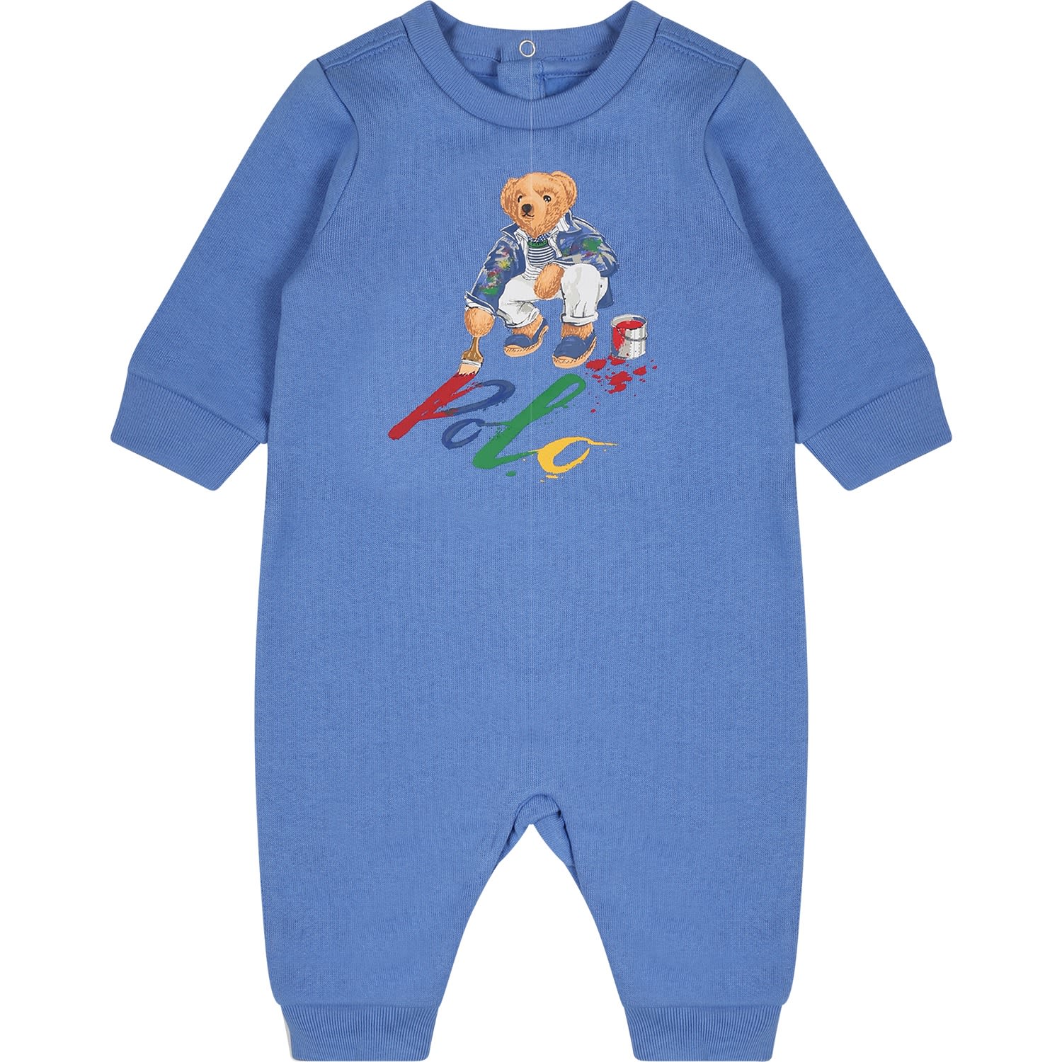 Ralph Lauren Light Blue Babygrow For Baby Boy With Polo Bear