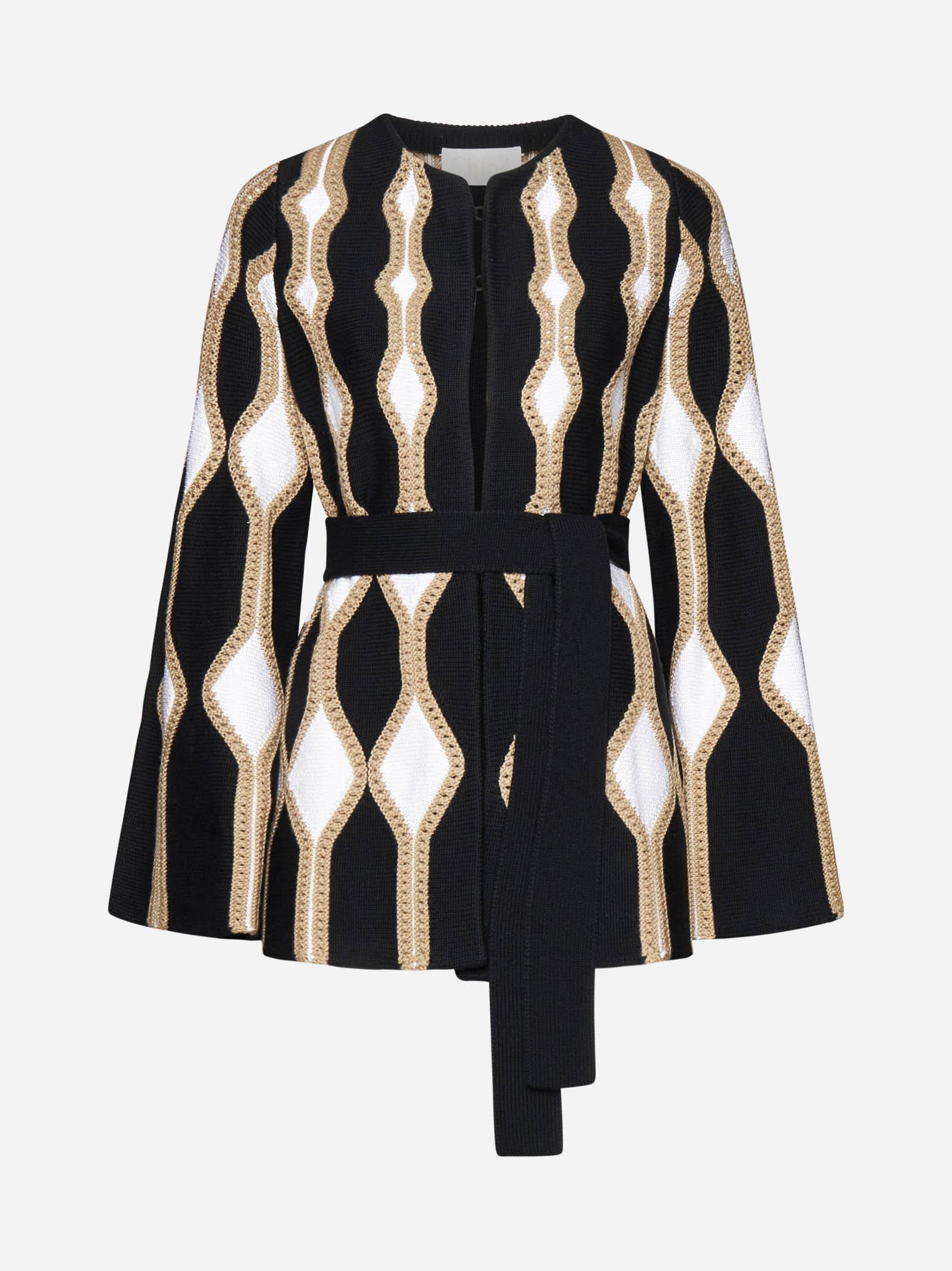 Chloé Embroidered Wool Blend Cardigan