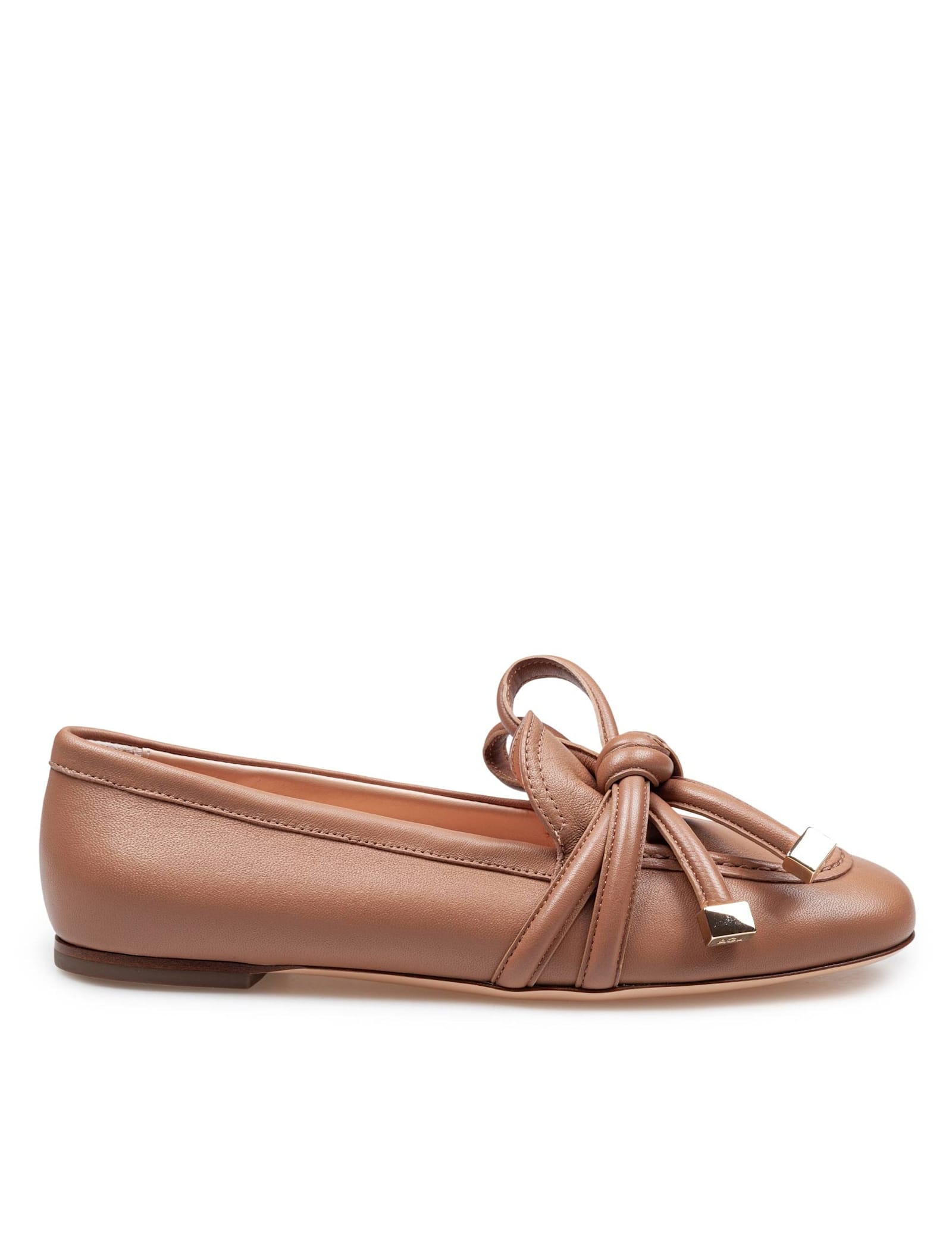 AGL Moccasin Ribbon Moc In Leather Color Cocoa