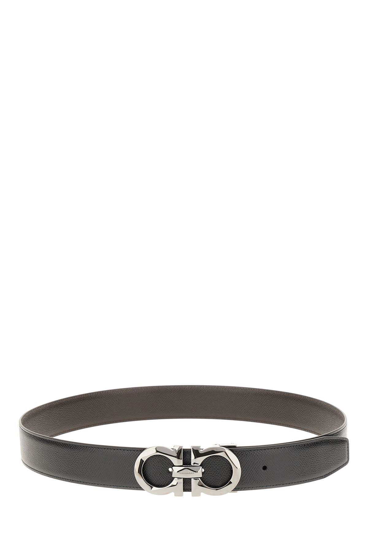 Ferragamo Black Leather Reversible Belt