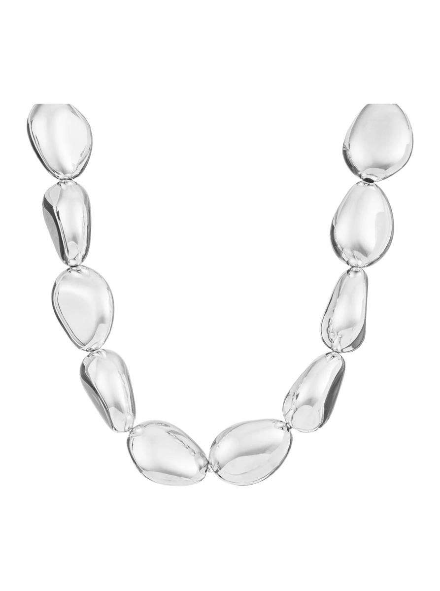 'Lace Stone' Metallic Necklace With Chunky Design And Without Closure In Silver Plated Bronze Woman