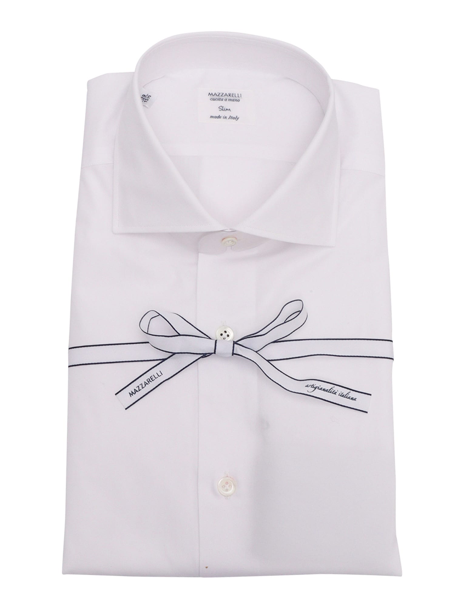 Mazzarelli White Cotton Slim Fit Shirt