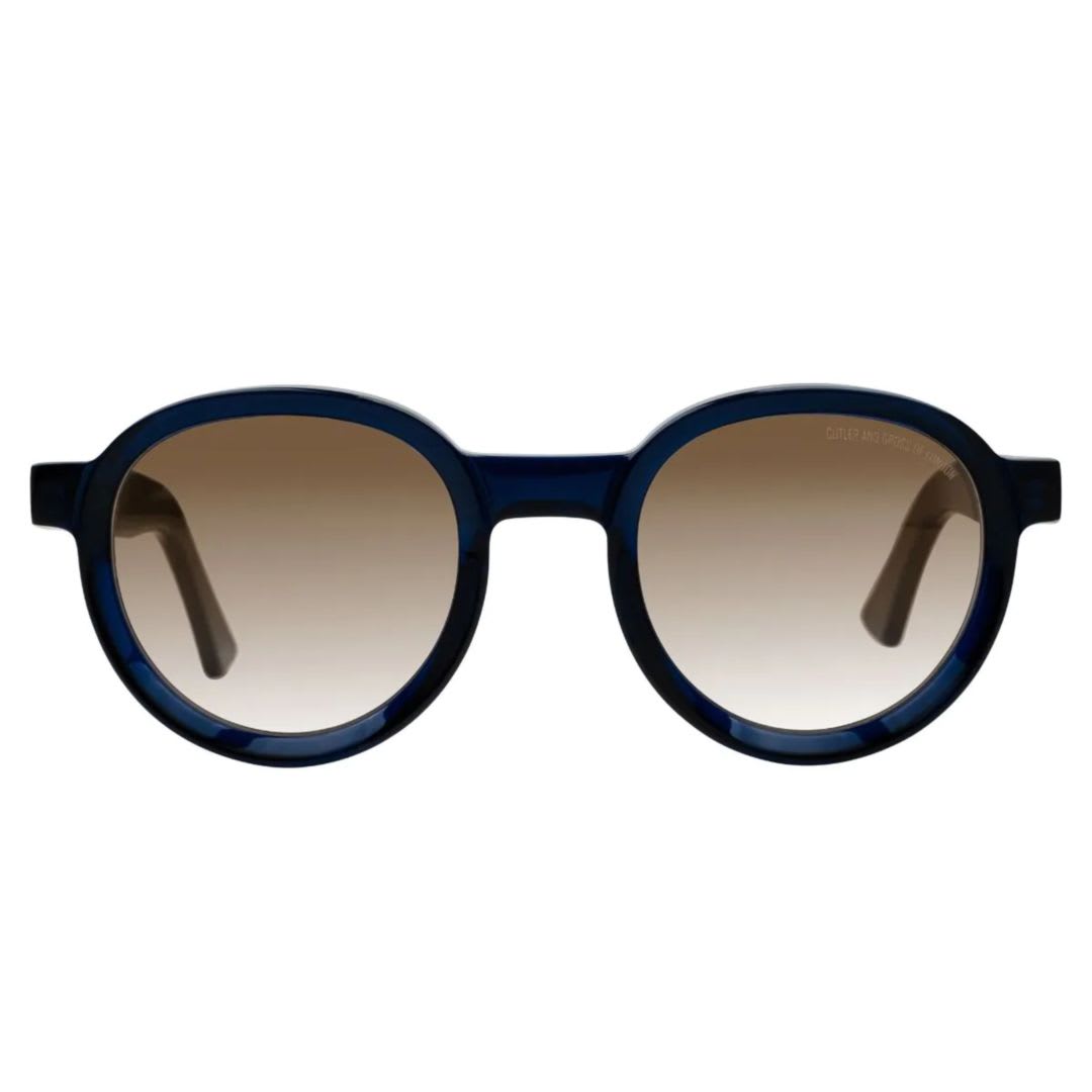 Cutler and Gross 1384-02 Sun 49mm Classic Blue Navy / Grad Brown Lens Flash G