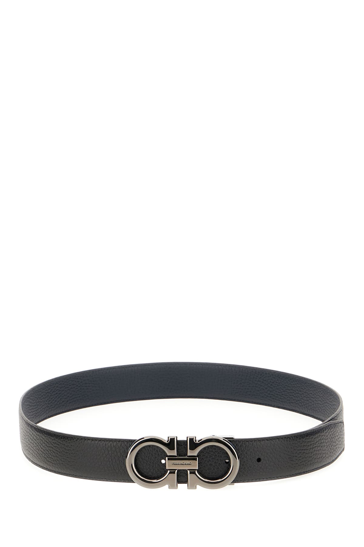 Ferragamo Black Leather Reversible Belt