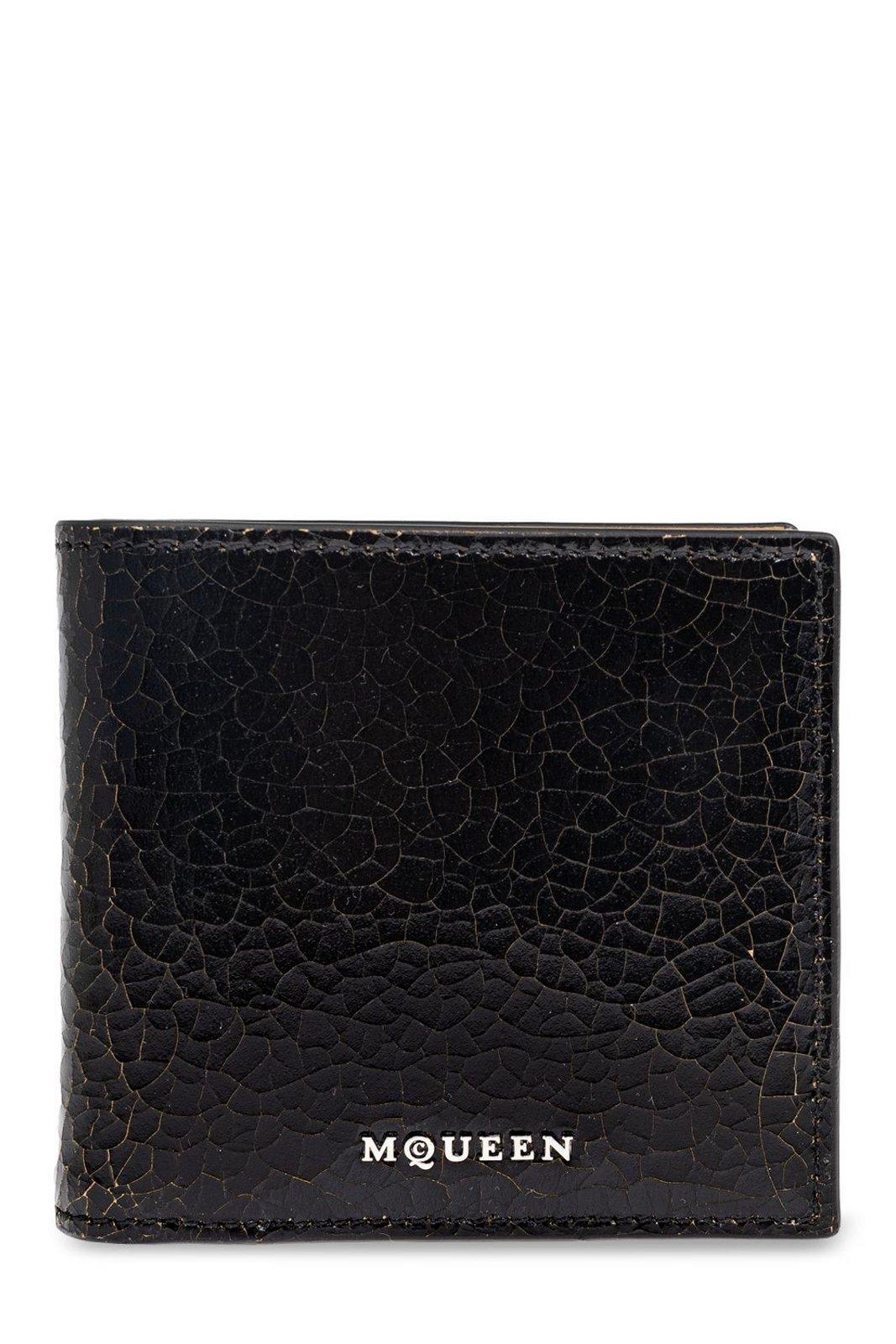 Alexander McQueen Crackled Logo Lettering Bi-fold Wallet