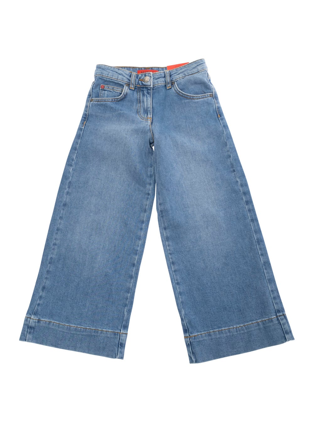 Max & Co. Blue Cropped Jeans With Logo Patch On The Rear In Denim Girl