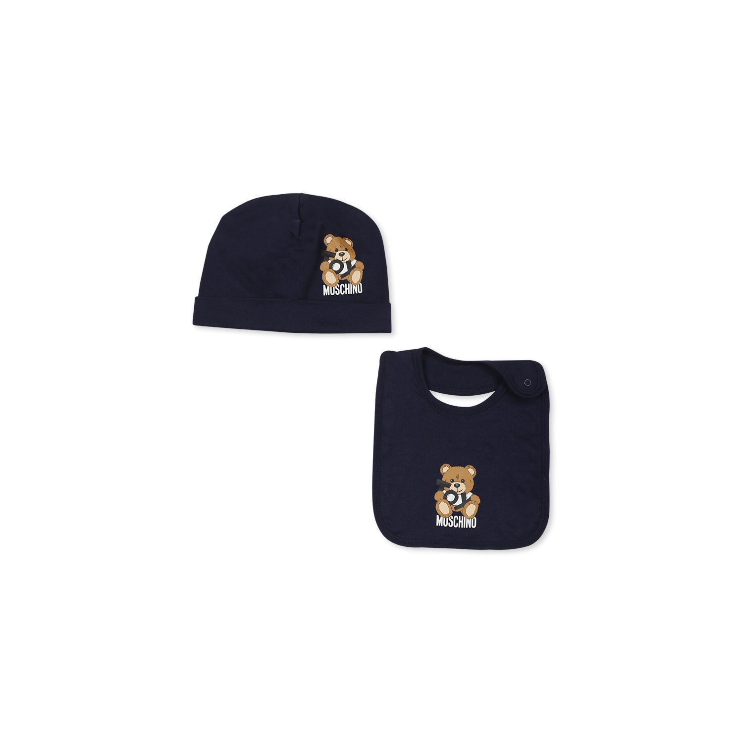 Moschino Blue Accessory Set For Babykids With Teddy Bear