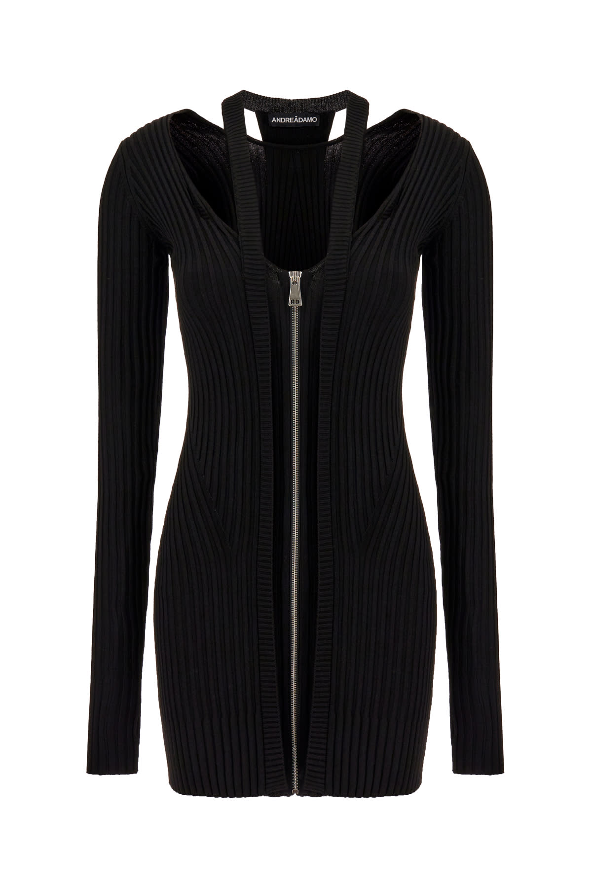 ANDREĀDAMO Black Stretch Viscose Blend Dress
