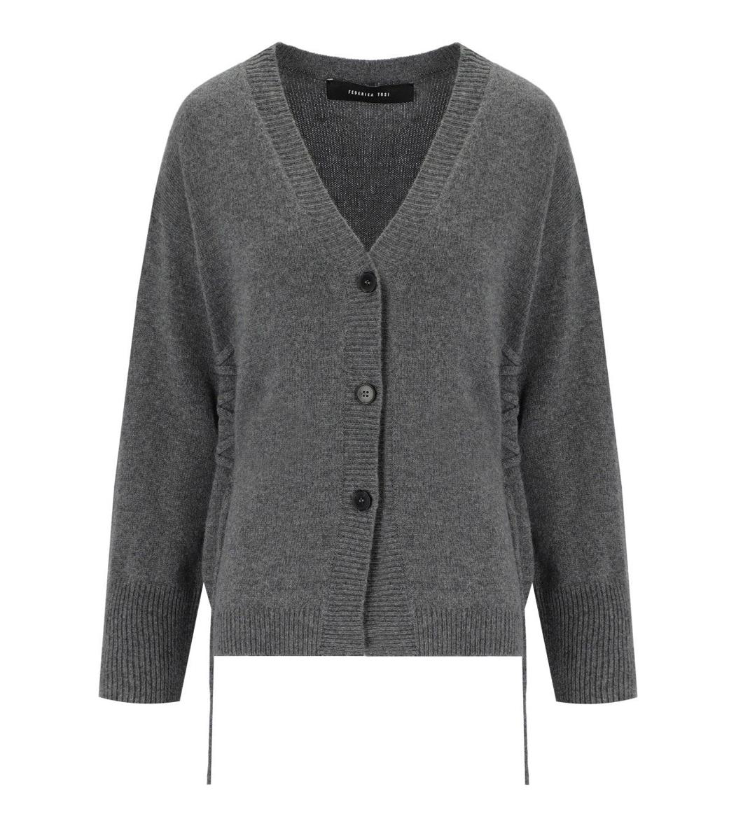 Federica Tosi Grey Cardigan With Laces